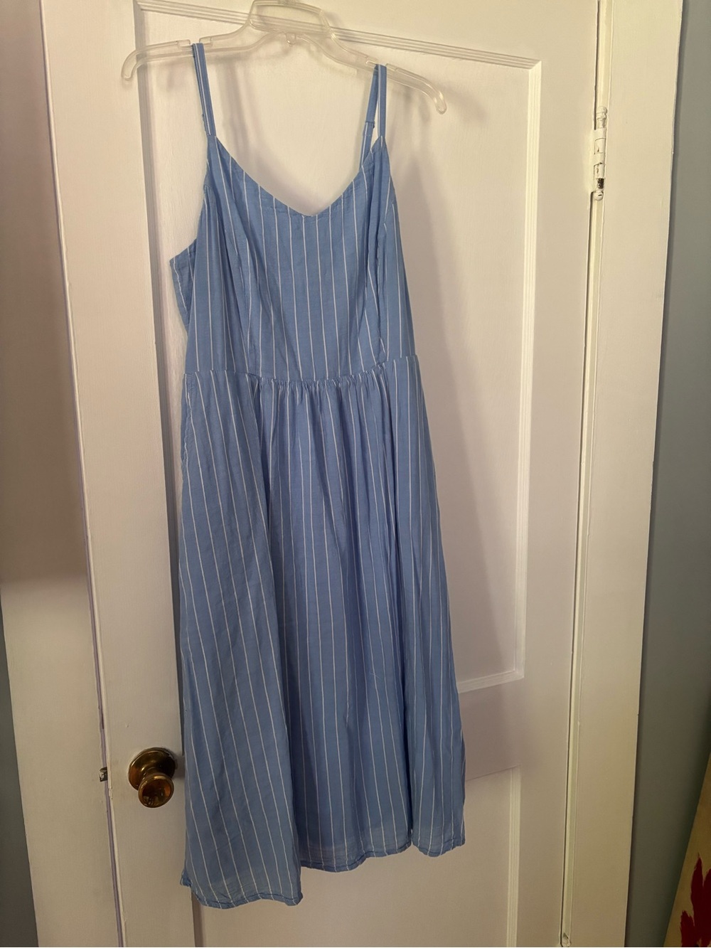 Old Navy Light Blue Striped Spaghetti Strap Dress
